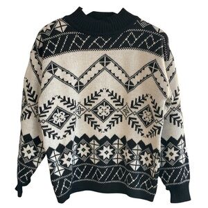 Demetre Sweater Womens Medium Vintage 80s Wool Blend Ski Geometric Knit